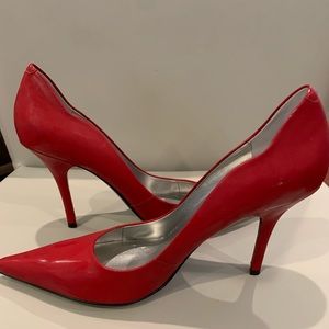 Red leather stilettos - size 8